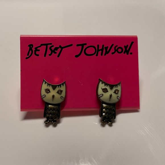 Betsey Johnson Owl Earring Studs - Picture 2 of 3